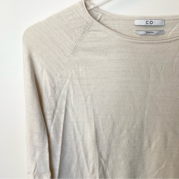 CO Essentials Long Sleeve Silk Blend Knit Top - Ivory - S - Picture 2 of 7